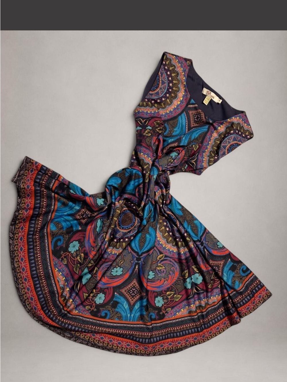 Aryeh Sleeveless Paisley Midi Dress in Teal and Purple